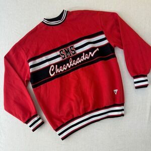 Vintage Varsity Spirit Cheerleader Sweater Red Black 90s USA Made Crewneck Med